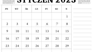 Kalendarz styczeń 2023 do druku